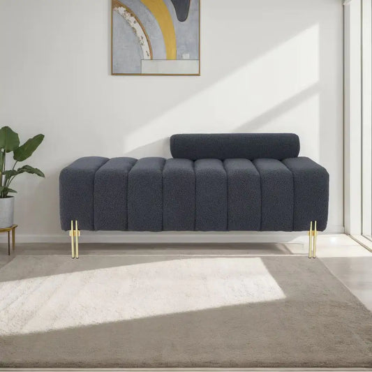 Grey Teddy Velvet Storage Bench – Bedroom Seating