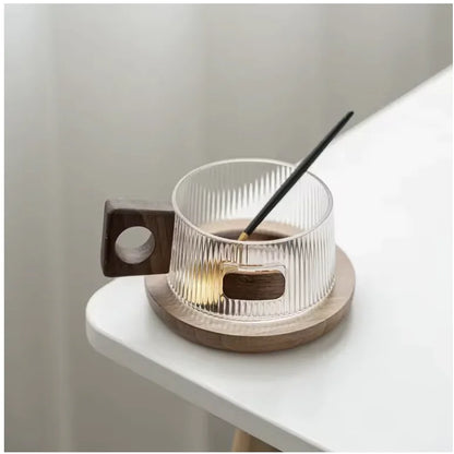 Glass Coffee Cup, Heat-Resistant Borosilicate Mug with Coaster