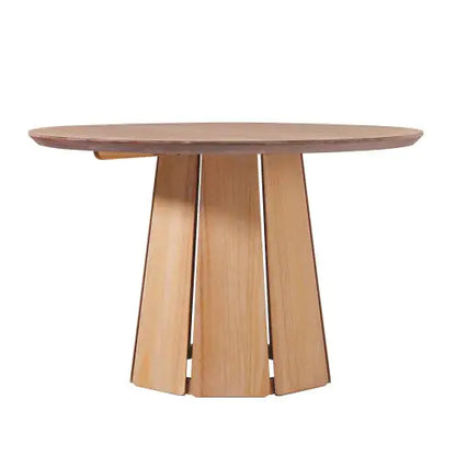 Modern Pedestal Dining Table, Brown Round Solid Wood Dining Table