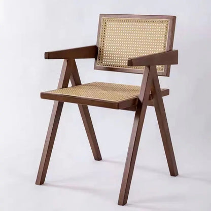 Modern Handwoven Rattan Chair, Solid Wood Chair, Japandi Decor