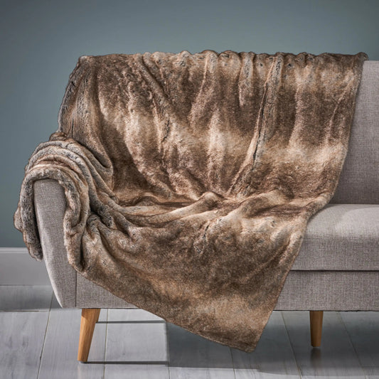 50” x 60” Brown Faux Fur Throw Blanket