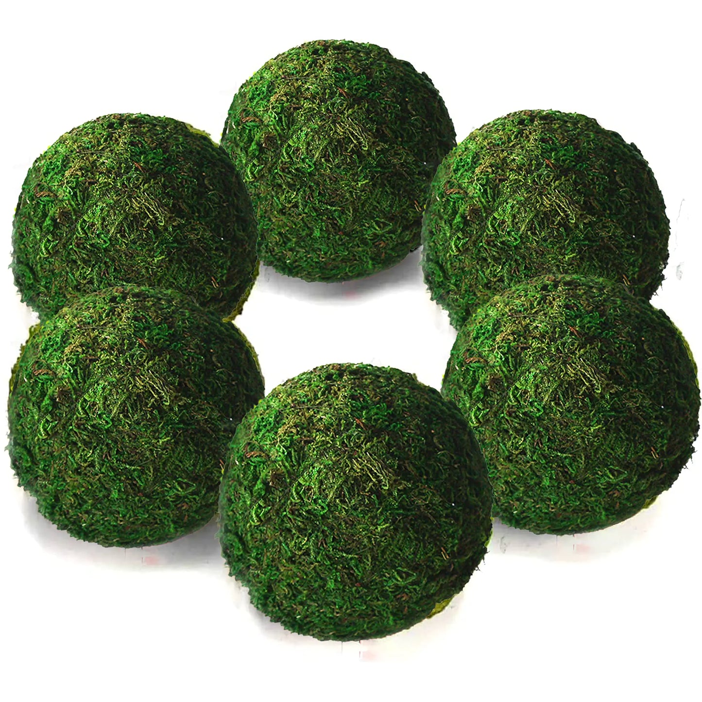 4-Inch Green Moss Balls, Set of Six