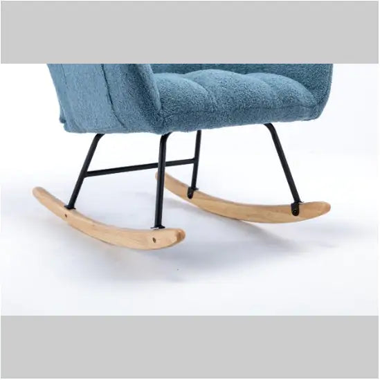 Rocking Chair With Pockets, Soft Teddy Fabric Rocking Chair For Nursery, Comfortable Wingback Golider Rocking Chair