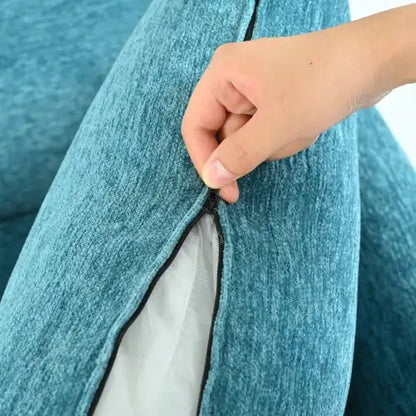 Turquoise Upholstered Accent Chair with Lumbar Pillow, Fabric Armchair