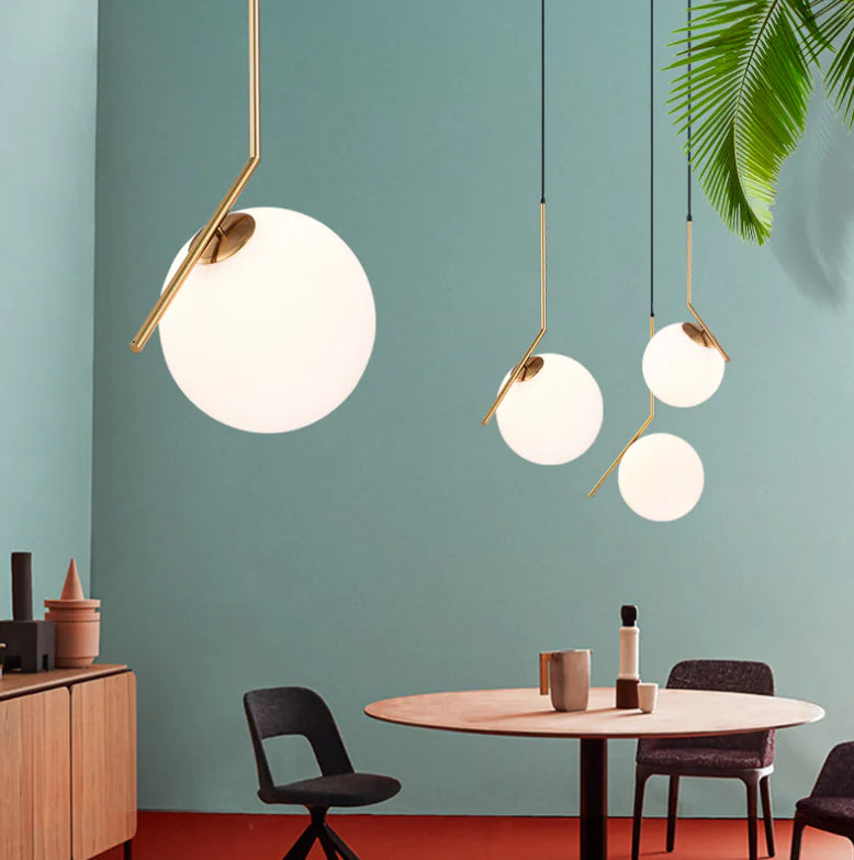 Nordic Glass Pendant Light with Gold Accents