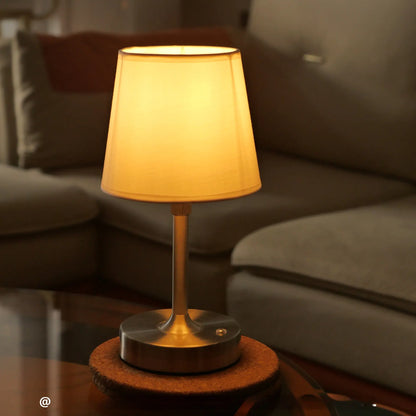 Vintage Fabric Table Lamp with Rechargeable Warm Light