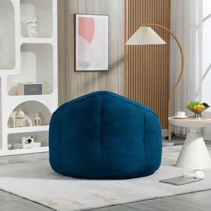 Blue Bean Bag Chair, Modern Single Sofa Chair with Footrest