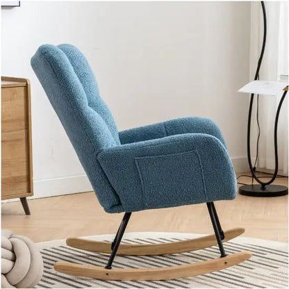 Blue Rocking Chair for Baby Nursery - Nursing Chair with Pockets