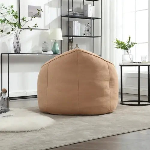 Tan Bean Bag Sofa Chair with Footrest