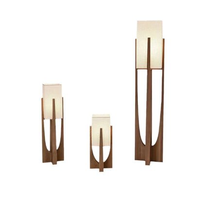 Retro Wooden Table Lamp with Fabric Shade