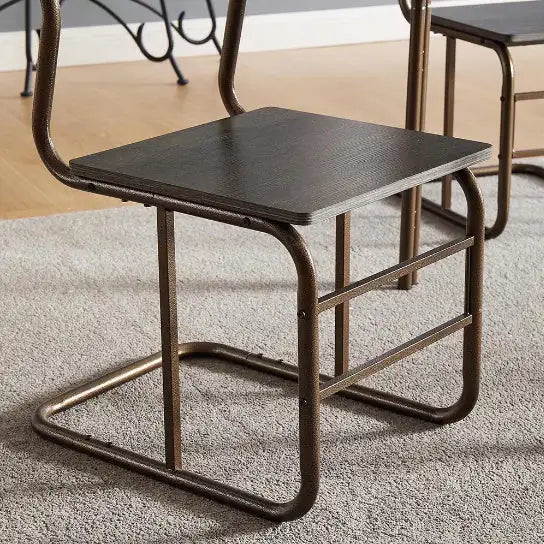 Compact Dining Table with Metal Frame & 4 Chairs