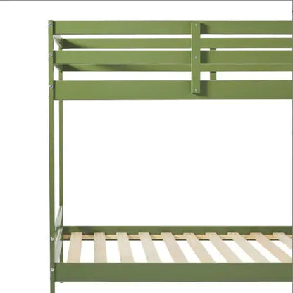 Green Solid Wood - Twin Bed Frame  for Kids Bedroom - Twin Bunk Bed