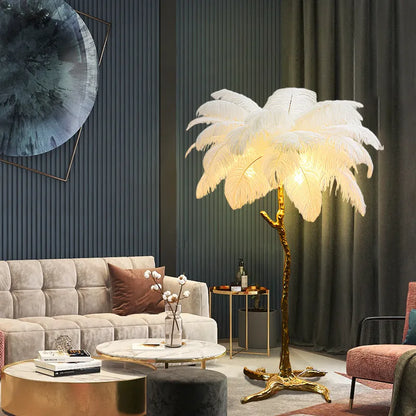 Modern Feather Copper Floor Lamp Light