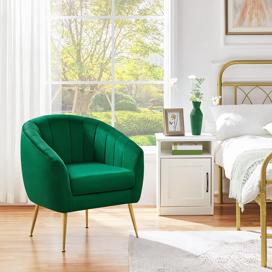 Green Tufted Velvet Accent Chair with Gold Metal Legs
