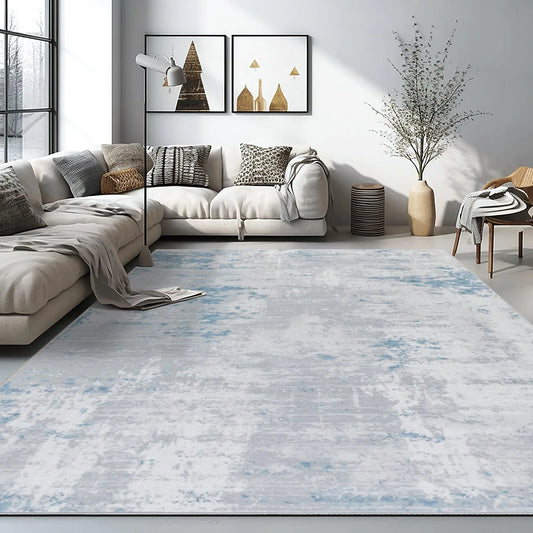 5x7 Grey Blue Washable Abstract Rug