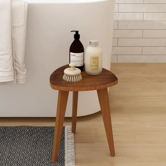 Small Teak Foot Rest / Solid Wood Shower Stool