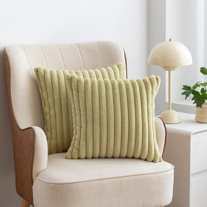 Faux Rabbit Fur Drawstring Pillowcase Cozy Soft