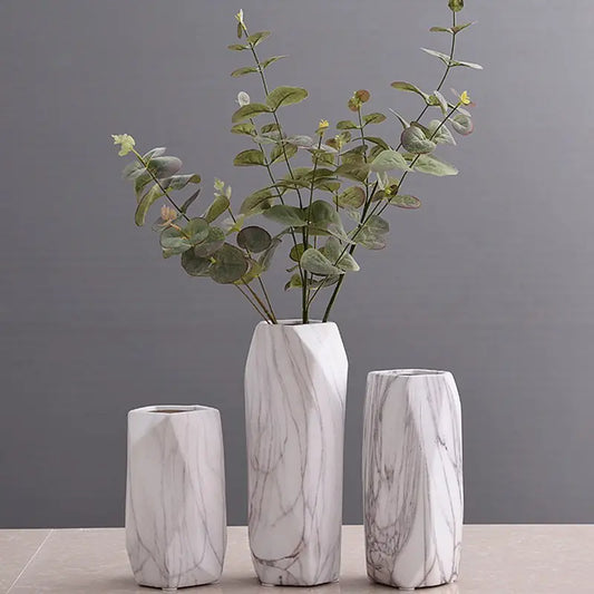 Geometric Stone Pattern Ceramic Vase – Modern Decor