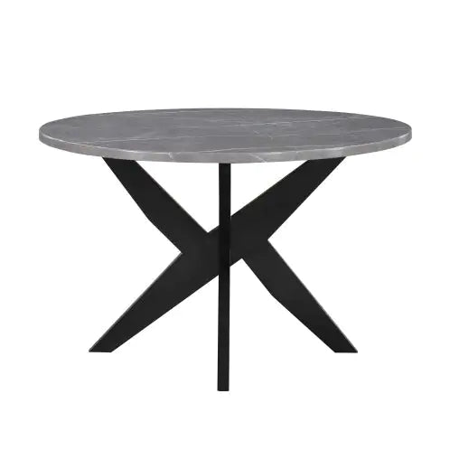 48" Round Faux Marble Dining Table – Gray