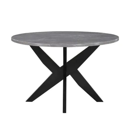 48" Round Faux Marble Dining Table – Grey Modern Dining Table