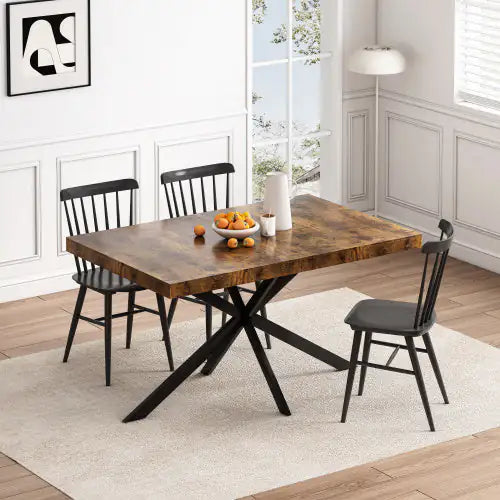 Retro Rectangular Extendable Dining Table with Storage