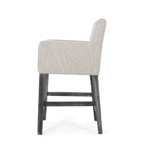 Set of 2 Upholstered Counter Stools, Fabric Bar Chairs with Armrests
