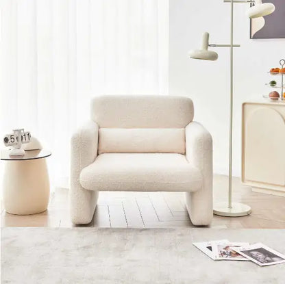 34" Beige Modern Upholstered Chair - Single Sofa Chair with Pillow