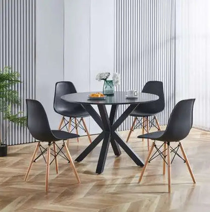 42" Modern Round Dining Table, Black Pedestal Dining Table