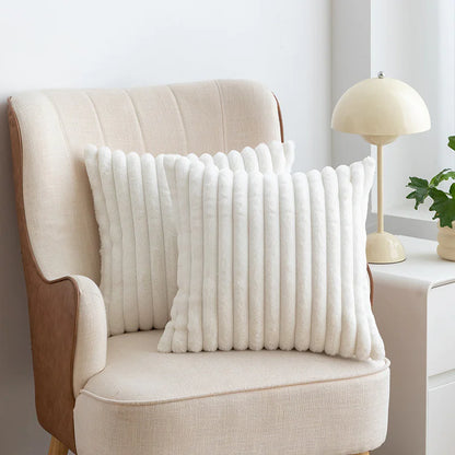 Faux Rabbit Fur Drawstring Pillowcase Cozy Soft