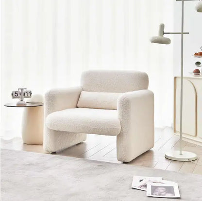34" Beige Modern Upholstered Chair - Single Sofa Chair with Pillow