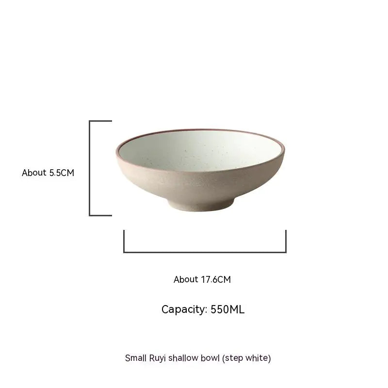 Large Porcelain Ceramic Bowl with Glaze Finish