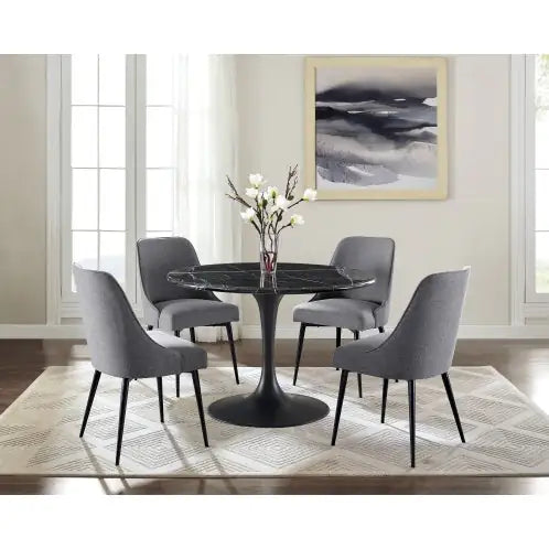 Charcoal Fabric Side Chair with Metal Legs
