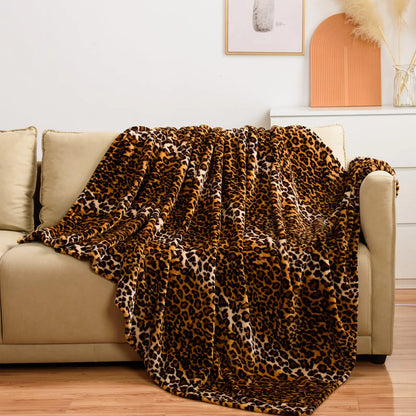 Yellow Leopard Print Flannel Fleece Throw Blanket