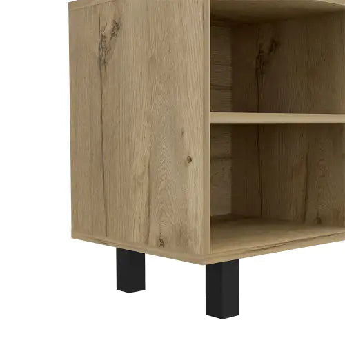 Light Oak 70-Inch TV Stand with Open Shelves
