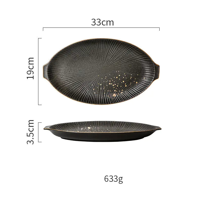 Nordic Black and Gold Trim Porcelain Dinnerware