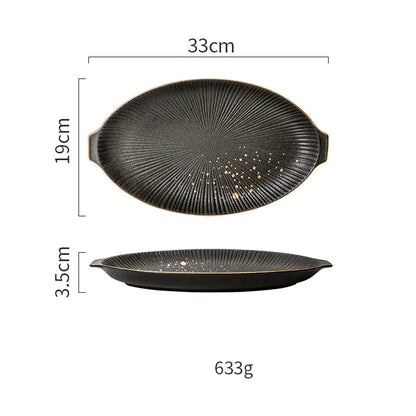 Nordic Black and Gold Trim Porcelain Dinnerware