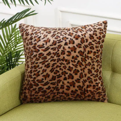 Leopard Print Faux Fur Throw Pillow Cover