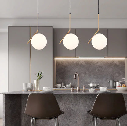 Nordic Glass Pendant Light with Gold Accents