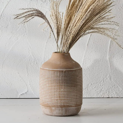 Rustic Ceramic Vase – 7” Beige Sand Glaze