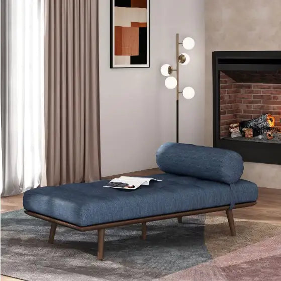 Mid-Century Chaise Lounge with Tufted Upholstery