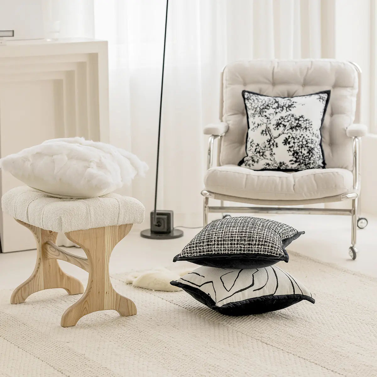 French Classic Black & White Pillow Covers 45x45cm