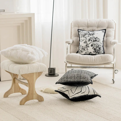 French Classic Black & White Pillow Covers 45x45cm