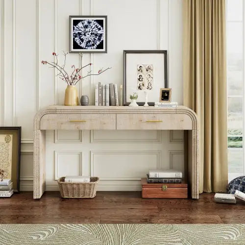 Retro Console Table with Drawers – Natural