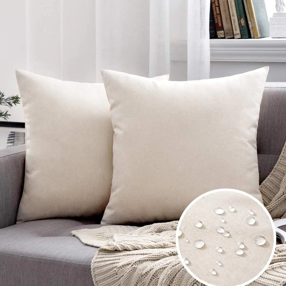 Waterproof Outdoor Linen Pillow Covers Set 18x18"
