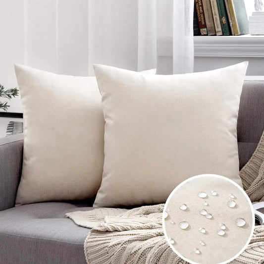 Waterproof Outdoor Linen Pillow Covers Set 18x18"