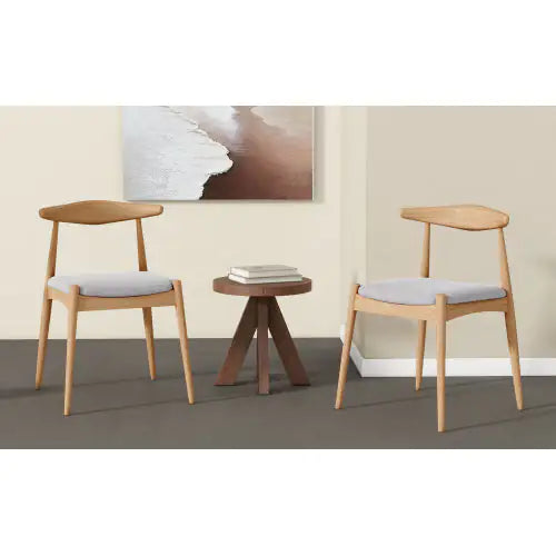 Beige Set of 2 Modern Dining Chairs - Mid Century Chair, Wood Chair