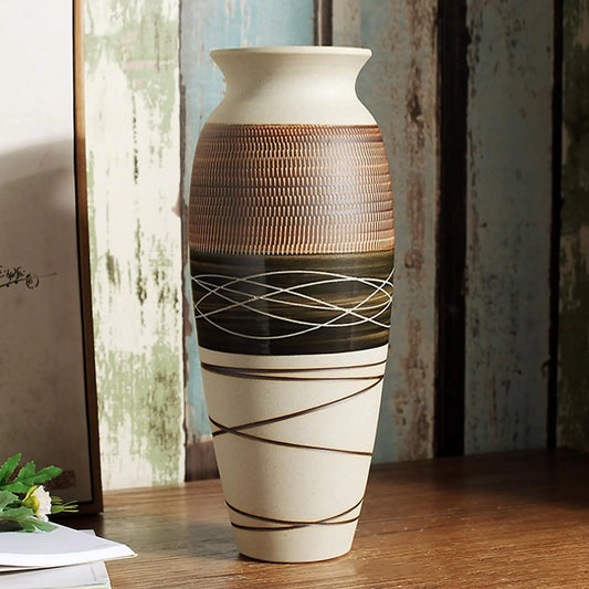 Large Vintage Rustic Ceramic Farmhouse Vase – 12.6”