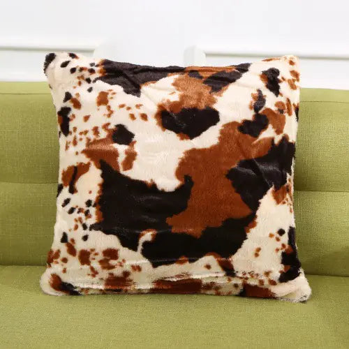 Leopard Print Faux Fur Throw Pillow Cover