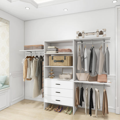 Contemporary Wardrobe, White Clothes Organizer with Shelves