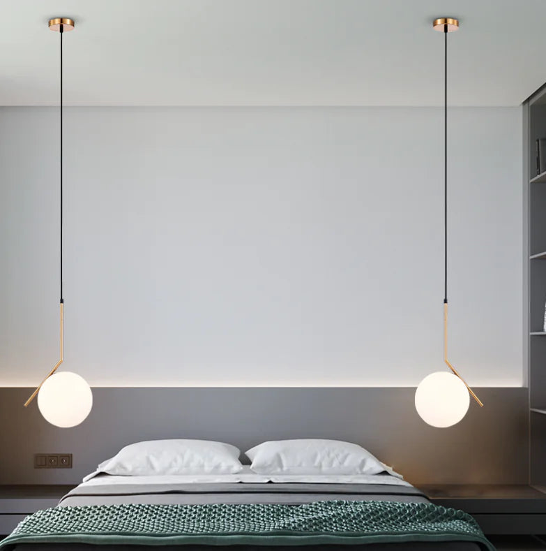 Nordic Glass Pendant Light with Gold Accents